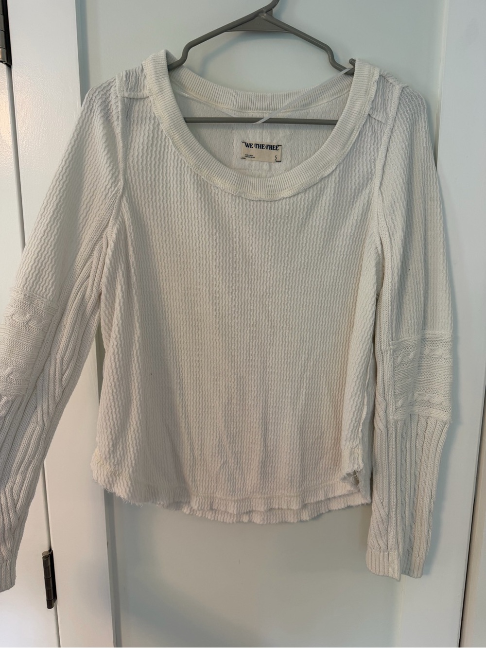We The Free Cream Knit Crewneck Sweater Top